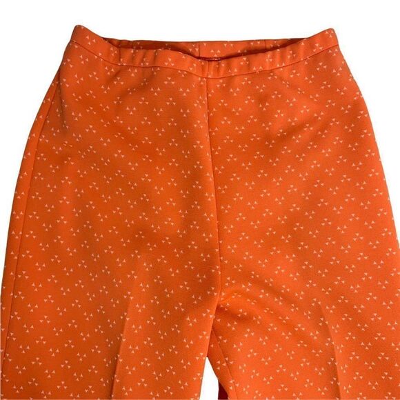 Vintage 70s Catalina Double Knit Leisure Pant Suit M Orange Bellbottoms Polyeste - Picture 7 of 10
